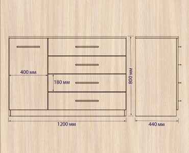 Комод Дуб молочный чертёж