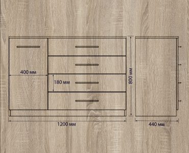 Комод Дуб Сонома чертёж